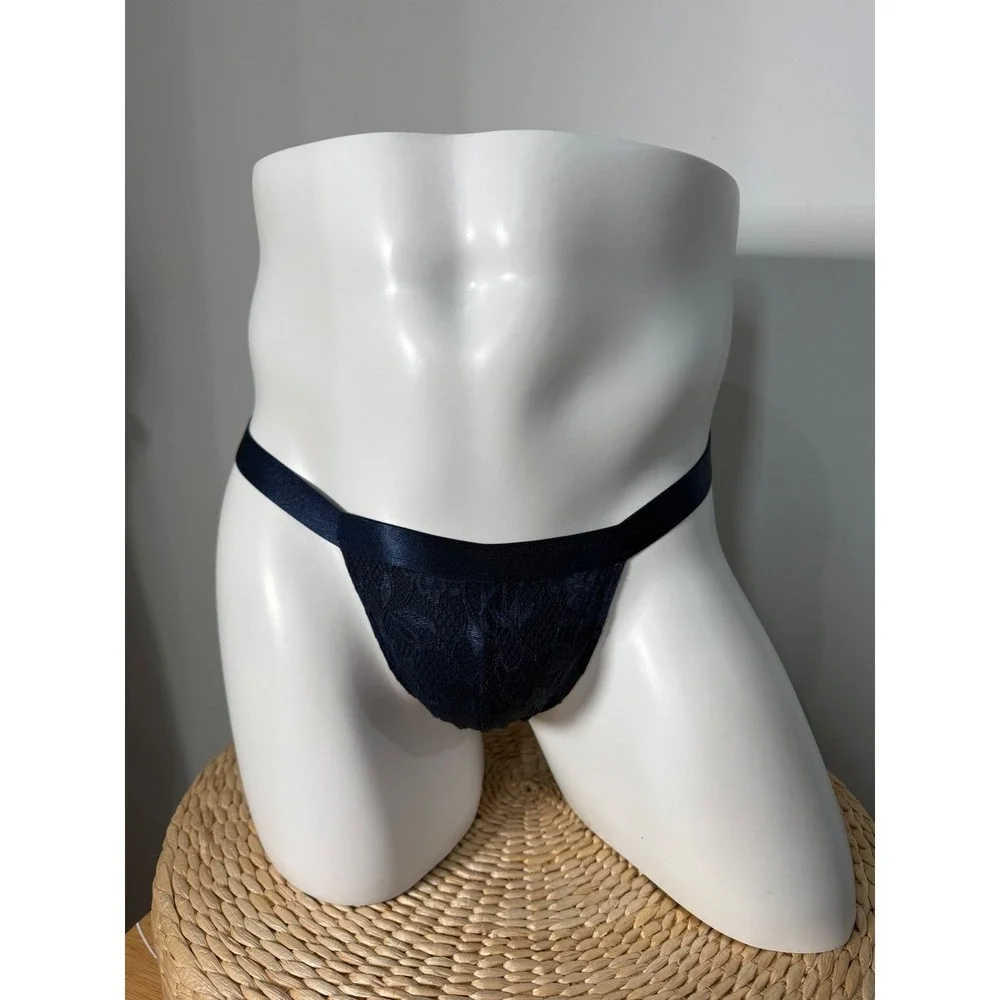 Designer Navy Blue Lace Thong‎ by Cosabella S